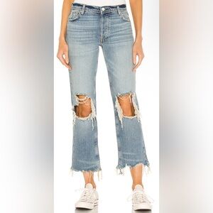NWT Free People We The Free x Revolve Maggie Mid Rise Straight Leg Jean Distress
